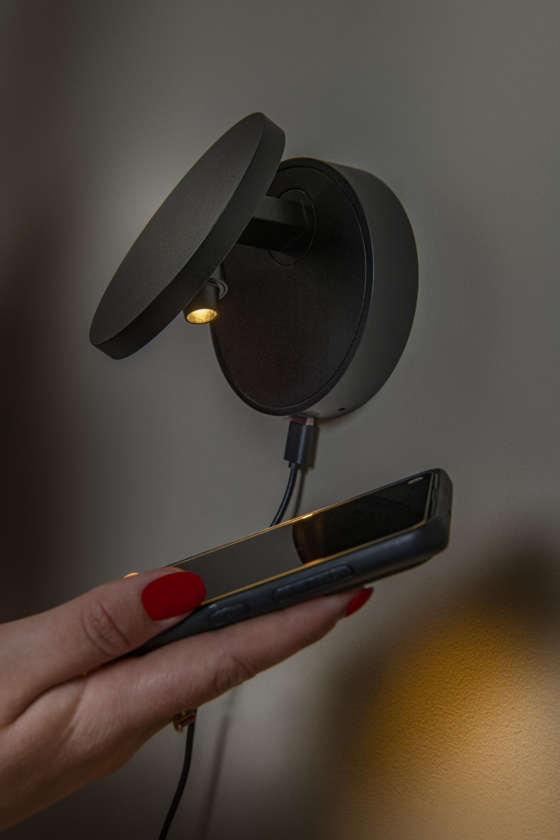 Lucide UFOR - Nástenné svietidlo - LED Dim. - 1x5,7W 1800K/3000K - Čierna